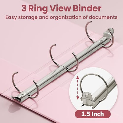 SUNEE 3.8cm(1.5인치) 바인더 3링 6팩, 클리어 뷰 3링 3.8cm(1 1/2인치) 바인더, PVC 프리, 학교 또는 사무용품용, 파스텔 6가지 색상 - color: 파스텔 모음, size: 1.5인치