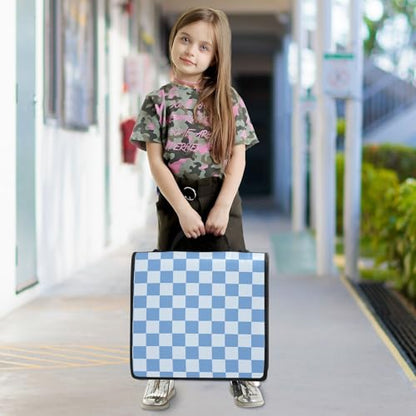 3 Ring Zipper Binder with Shoulder Strap Blue Checkered White Buffalo Plaid 1.5 inch Binders Keeper Large Capacity Multi Pockets for School Office Supplies - color: Multi398, size: Fit 500 Sheets