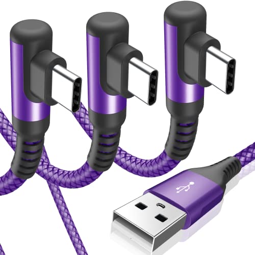 sweguard USB C Cable Right Angle [3Pack, 10FT+6.6FT+3.3FT], 3.1A Fast Charger Cable Nylon Braided Cord for iPhone 17 16 15 Pro Max Plus iPhone Air, Samsung Galaxy S26 S25 S24 S23 S22 Note 20 10,Moto - color: purple, size: 3.3ft+6.6ft+10ft