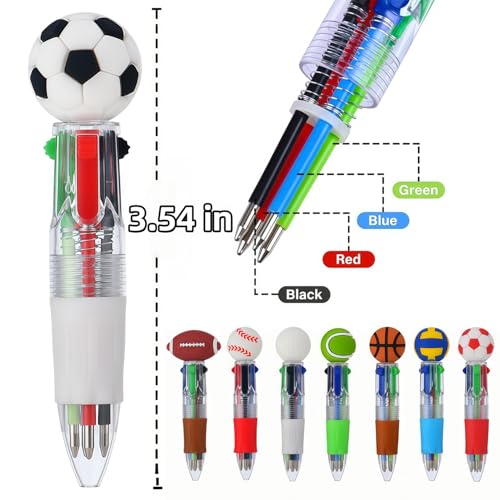 Oneshow 50PCS Sports Party Favors Mini Pens, 4-in-1 Baseball Ballpoint Pen | Sports Soccer Basketball Baseball Bulk Goodie Bag Stuffers, Teacher Reward Pens, Bulk Back to School Supplies for Students - style: Sports-50PCS