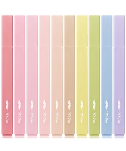 Mr. Pen- Aesthetic Highlighters No Bleed, 10 Pack, Assorted Colors | Chisel Tip, Cute Highlighters Assorted Colors for Journaling, Highlighting, Underlining, Fast Dry, Back to School Supplies - color: Vintage Colors, size: 10 Pack