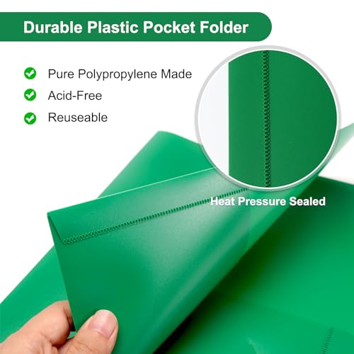 ViVin 60-Pack Green Plastic Folders with Pockets, Fits 8.5 x 11 Inch Letter Size Papers, Sturdy 2 Pocket Folders, Plastic Pocket Folder for Home School and Office - color: Green, size: 60 PACK