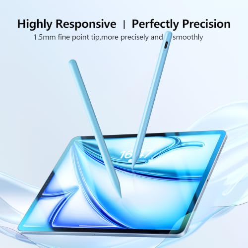 JAMJAKE Stylus Pen for iPad 6th-11th Generation-2X Fast Charge Active Pencil Compatible with 2018-2026 Apple iPad Pro 11"/12.9"/M4, iPad Air 3/4/5/M2/M3/M4,iPad mini 5/6/7 Gen-Blue - color: Blue