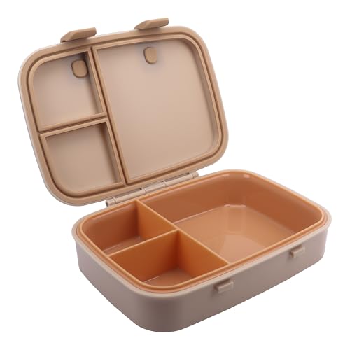 Kids Bento Explorer Lunch Box, 3 No-Mix Compartments, Microwave & Dishwasher Safe, Lightweight with Removable Tray, for Daycare, Preschool, School (Dark Brown Toffee ClevaWhity Friend) - color: Dark Brown Toffee ClevaWhity Friend