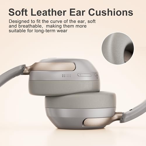 LORELEI Q30 Bluetooth Headphones Over Ear,60H Playtime & 3 EQ Music Modes,BT6.0 Headphones Wireless with Mic,Foldable Lightweight Headsets,HiFi Stereo Deep Bass for Home Travel iPad Tablet-Dunes Grey - color: Dunes Grey