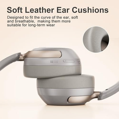 LORELEI Q30 Bluetooth Headphones Over Ear,60H Playtime & 3 EQ Music Modes,BT6.0 Headphones Wireless with Mic,Foldable Lightweight Headsets,HiFi Stereo Deep Bass for Home Travel iPad Tablet-Dunes Grey - color: Dunes Grey