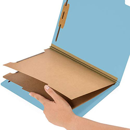 Blue Summit Supplies 10 Classification Folders, 2 Divider, Light Blue | Heavy-duty, letter size, 2 in expansion, 2 prong fasteners, 2 dividers, for medical and legal files