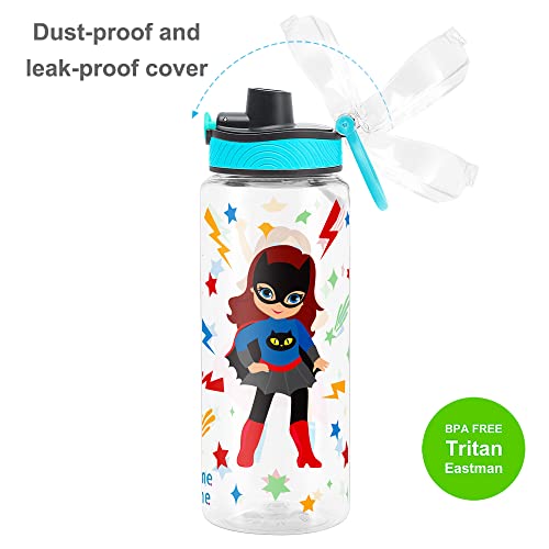 Cute Water Bottle for School Kids Girls, BPA FREE Tritan & Leak Proof & Easy Clean & Carry Handle, 23oz/ 680ml (S-girls) - color: S-girls