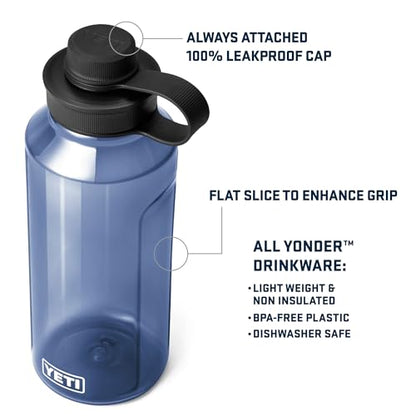 YETI Yonder Water Bottle with Yonder Tether Cap, Lightweight, Leakproof and BPA-Free - color: Charcoal, size: 50 Ounces