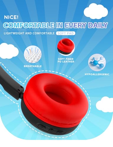 Kids Bluetooth Headphones,Toddler Headphones with Microphone,85dB Volume Limited,Bluetooth 5.4 Twistable Lightweight Kids Wireless Earphones for Boy Girl Tablet Travel School - color: Black