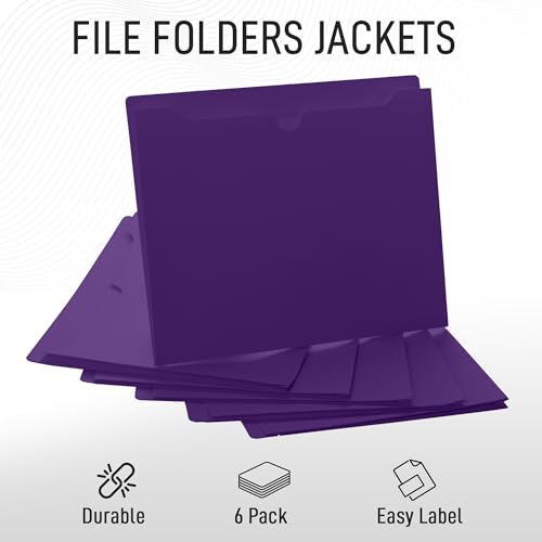 Purple File Jackets, 1 Inch Expansion, Letter Size, Reinforced Straight-Cut Tab, 6 Pack - color: Purple, style: 1 Inch Expansion