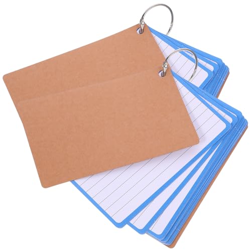 Lined Index Cards with Ring Binder, 120 Blue Flashcards for Studying, Thickened Ruled Note Cards for Office and School Organization