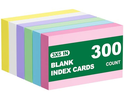 300 Count Blank Index Cards 3x5 Notecards Flashcards for Studying Colorful Flash Cards Blank 3 by 5 Neon unlined Index Cards Bulk Small Cute Cards Pretty Study Flashcards 3 x 5 Note Cards 6 Pack of 50 - color: Blankcolors-3x5-300