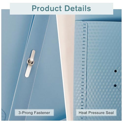 Plastic andPockets and Prongs,2-Pocket and3 Fasteners, Pastel Folders Holds 8-1/2" x 11" Paper for School/Office/Home, 6 Packs - color: Gray-green, size: 6-Pack