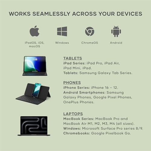Satechi OntheGo Bluetooth Keyboard with Adjustable Stand, Connect up 3 Devices, USB C Rechargeable Battery, Compact and Portable Keyboard for iPad, Tablet – Black - color: Black
