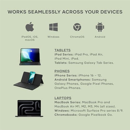 Satechi OntheGo Bluetooth Keyboard with Adjustable Stand, Connect up 3 Devices, USB C Rechargeable Battery, Compact and Portable Keyboard for iPad, Tablet – Black - color: Black