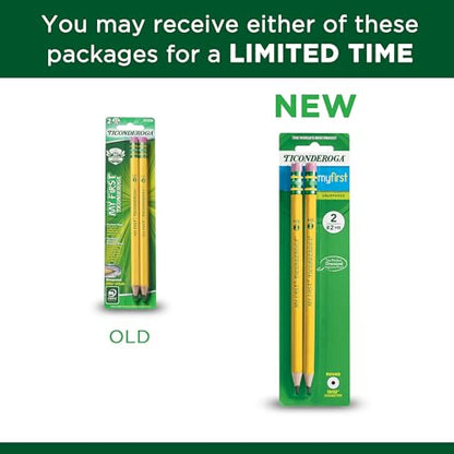 Ticonderoga My First Wood-Cased Pencils, 2 HB Soft, Pre-Sharpened, Yellow, 2 Count - style: 2 Count