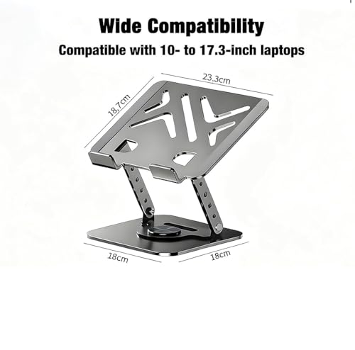 360° Rotating Metal Pad/Tablet Stand, Foldable Height Adjustable Desktop Holder for 4-13 Inch Pad/Tablet Home Office - color: Silver