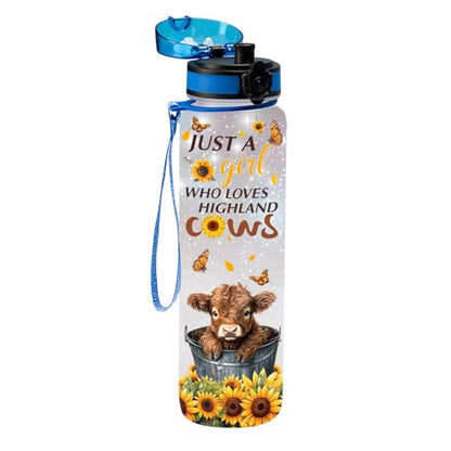 32oz Water Track Bottle, Remember To Drink Water Bottle, Bottle With Time Marker, Cow Motivational Insulated Water Bottle, Gifts For Family Friend, Birthday Gifts - color: Cows