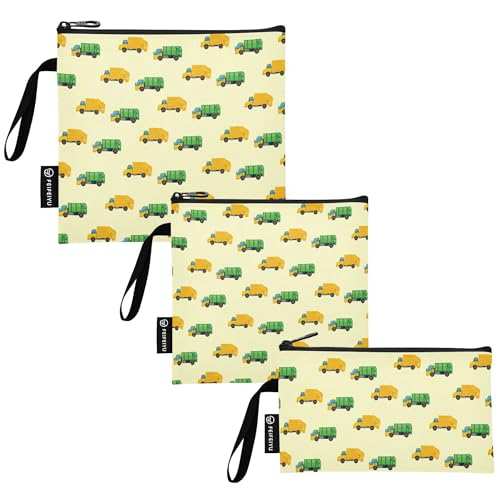 Reusable Food Storage Bags Garbage Truck 3 Pack Set Lunch Bag Compact Sandwich Snack Bag Small Medium Large for Lunch, Travel & Organization - color: Bag 3