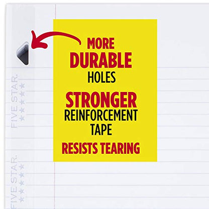 Five Star Loose Leaf Paper, 3 Hole Punched, Reinforced Filler Paper, College Ruled, 11" x 8-1/2", 100 Sheets/Pack, 12 Pack (72855)