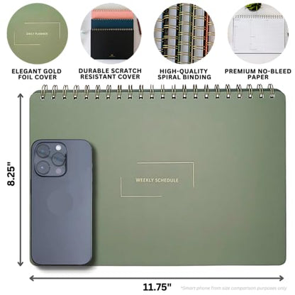 Undated Weekly Business Planner | 8.25” x 11.75” ADHD Organizer | Premium Multi-Layout Schedule | Navy | Landscape Layout - color: Navy, size: Weekly Schedule - Landscape