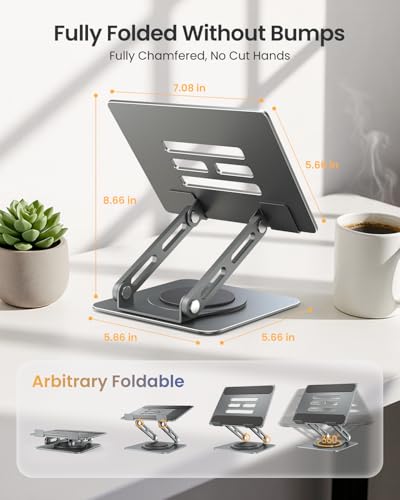 LOXP Metal Tablet Stand, 360 Rotating iPad Stand with Heavy-Duty Base, Tablet Holder Compatible with 4.0-16.9" Device, iPad Pro Air Mini, Kindle, Surface Tablet, Portable Monitors - Gray - color: Gray
