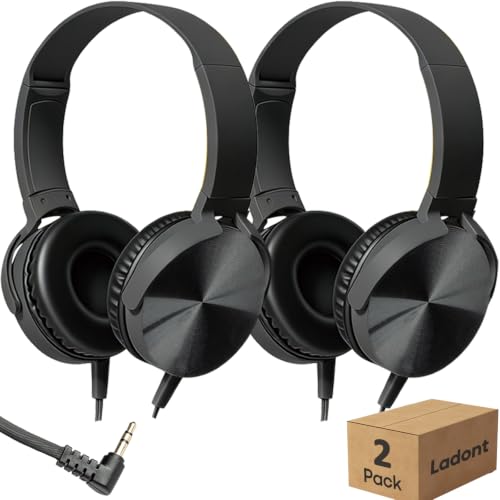 2 Pack Kids Headphones for School Classroom K-12, 3.5mm Jack, Swivel Foldable, Wired Headphones for Kids Children Boys Girls Toddler Teachers - color: Black, size: 2 Pack