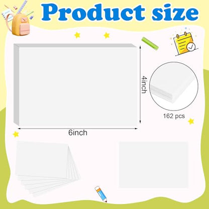 Blank Index Cards 4x6 Inch White Flash Cards Flashcards Heavyweight Note Cards for Studying School Office Supplies, 162 Count - color: White-Blank, size: 4x6