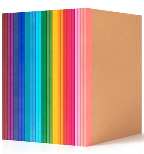 30 Pack Lined Notebook Journals Bulk, A5 College Ruled Composition Notebook, 8.3”x 5.5”,Kraft Cover with Rainbow Spines, 15 Colors 60 Pages for School Office Travel - color: Rainbow, style: Lined-30pack