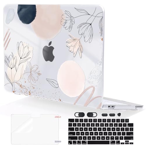 for MacBook Neo 13 inch Case 2026 Release A3404 Cover, Ultra-Thin Printed Pattern Plastic Hard Shell Case Protective Case for MacBook Neo 13 with Apple A18 Pro Chip, Abstract Line Floral - color: Abstract Line Floral