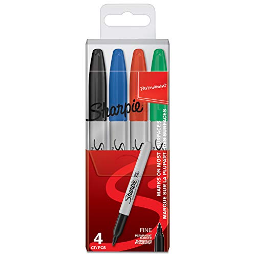 Sharpie Permanent Markers | Fine Point | Assorted Colours | 4 Count - color: Assorted Standard Colours