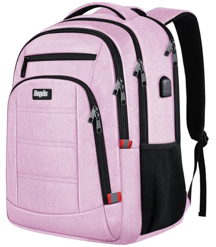 Skaypibs Pink Backpack for Women, School Backpacks for Girls Teen, Bookbag with USB Charging Port, College High School Backpack Fits 15.6 Inch Laptop, Casual Work Business Back Pack - color: A5-pink, size: 15.6