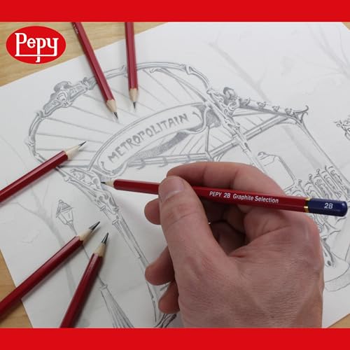Pepy Graphite Professional Drawing Pencils - Set of 12 9B Pre-Sharpened Black Lead Pencils; Perfect for Drawing, Sketching and Shading, Graphic and Fine Art - style: Set of 12 - 9B
