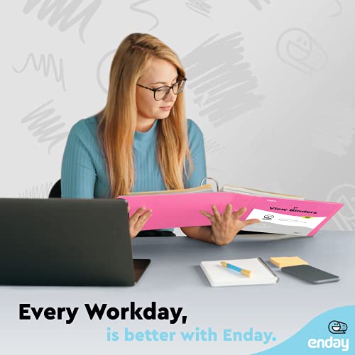 Enday 1 Inch Binder, Pink 3 Ring Binder 1 Inch, Heavy Duty Three Ring Binder, 175 Sheets Capacity - One Inch Binder for Home School and Office. - color: Pink, size: 1-Inch