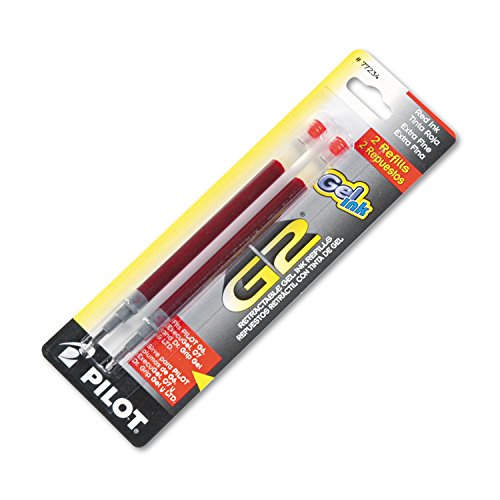 Pilot, G2 Gel Ink Refills, Extra Fine Point 0.5 mm, Red, Pack of 2