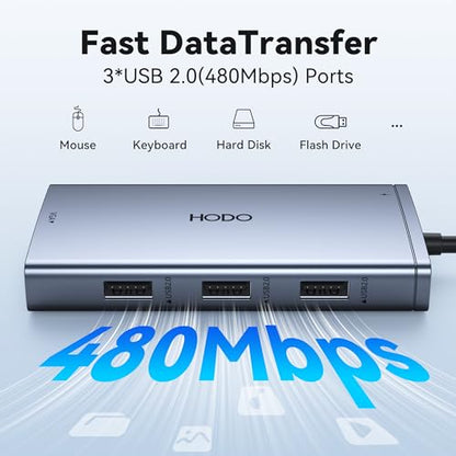 USB C 도킹 스테이션 듀얼 모니터, HP 노트북 도킹 스테이션 3 모니터용 | USB C 허브 쿼드 디스플레이 USB C 어댑터 - 4K HDMI+DP+VGA, 3USB 2.0, PD, USB C 도크 동글 8 in 1 컴퓨터 도킹 스테이션 델용
