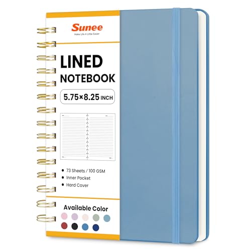 SUNEE Journaling Notebooks, A5 Lined Spiral Notebook for Women, 146 Pages College Ruled Hardcover Notebook for Work, Note Taking, Journaling and Office School Supplies, A5 - Haze Blue - color: Haze Blue