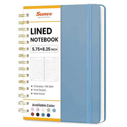 SUNEE Journaling Notebooks, A5 Lined Spiral Notebook for Women, 146 Pages College Ruled Hardcover Notebook for Work, Note Taking, Journaling and Office School Supplies, A5 - Haze Blue - color: Haze Blue