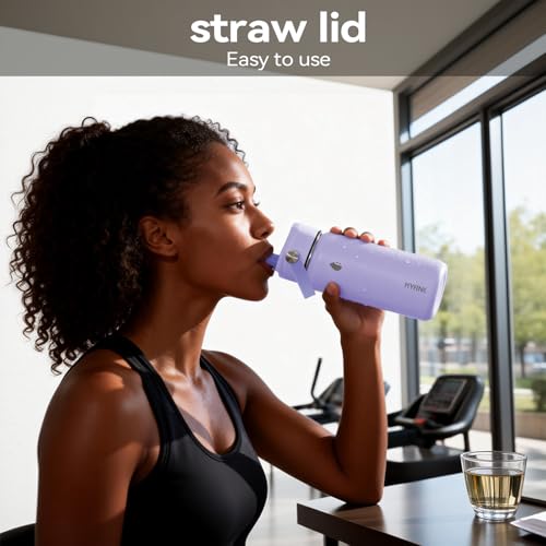Stainless Steel Water Bottle with Straw Lid, 18oz Insulated Vacuum Bottle with Carrying Loop, Dishwasher Safe，uitable for use in schools, Offices, and outdoor activities (PURPLE) - color: Purple