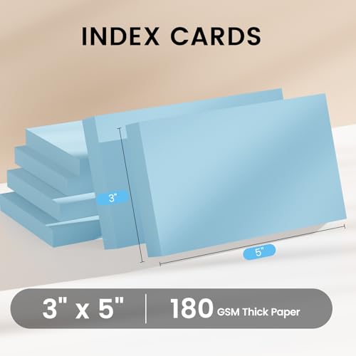 Index Cards 3x5 Inch, 300sheets, Flash Cards, Blank Blue Note Cards Paper For Studying, Schools Supplies, College, Office And Home Organization, Note Taking Supplies - color: Blue