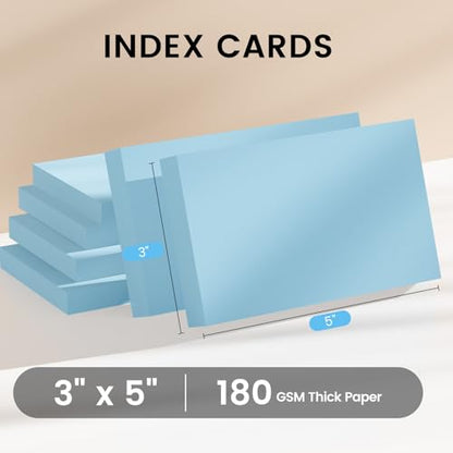 Index Cards 3x5 Inch, 300sheets, Flash Cards, Blank Blue Note Cards Paper For Studying, Schools Supplies, College, Office And Home Organization, Note Taking Supplies - color: Blue