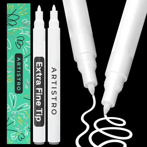 ARTISTRO 2 White Acrylic Paint Markers - 0.7mm Extra Fine-Tip Paint Pens - Perfect for Crafting, Art Projects, & More - color: White, style: Extra Fine