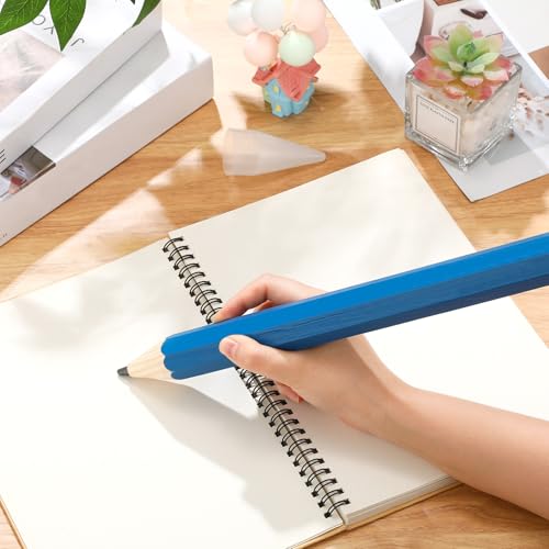 16 Inch Wooden Large Jumbo Pencils Giant Big Funny Wood Pencil with Cap and Eraser Fun Novelty Gifts for Kids School Kindergarten Home Office Prop Supplies(Blue) - color: Blue