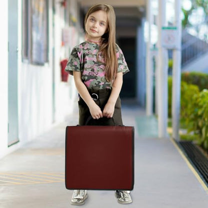1.5 Inch 3 Rings Binder Zipper with Strap Waterproof School Binders Organizer for School/Office Burgundy - color: Burgundy