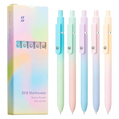 Joxop Quick Dry Gel Pens, Quick Dry Gel Pens, 5pcs Retractable Gels Pen Set, 0.5mm Quick-Dry Carbon Ink (C Multicolor) - color: C Multicolor