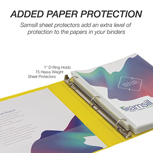 Samsill Durable 1 inch 3 Ring Binder, D Ring Binder, 100% Recycled Chipboard, Yellow - color: Yellow, size: 1 Pack, style: 1 Inch