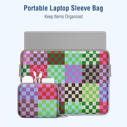 MOSISO Laptop Case 13.3 inch, 13-13.3 inch Laptop Sleeve Compatible with MacBook Neo/Air 13.6/Pro 13/Pro 14, HP Dell ASUS Lenovo, Neoprene Computer Sleeve with Small Case, Colorful Checkerboard