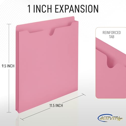 Pink File Jackets, 1 Inch Expansion, Letter Size, Reinforced Straight-Cut Tab, 6 Pack - color: Pink, style: 1 Inch Expansion