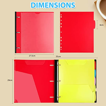 WOT I 2-Pack Telescoping 3 Ring Binder Notebooks - Customizable Cover, 5 Dividers & Pocket Folder in One Slim Organizer (60 Sheets Included), Red - color: Red, size: 2 Pack